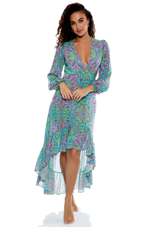 Luli Fama Groovy Luli Hi Lo Long Sleeve Dress